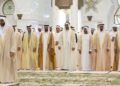 The UAE PresidentPrays at the Sheikh Zayed Grand Mosque in Abu Dhabi on the Occasion of Eid.