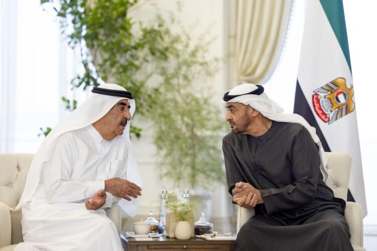 Umm Al Quwain's Ruler is Received by the UAE president