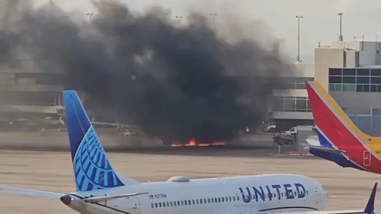 When the Engine of an American Airlines Aircraft Catches Fire at Denver Airport, Passengers are Evacuated onto a Wing