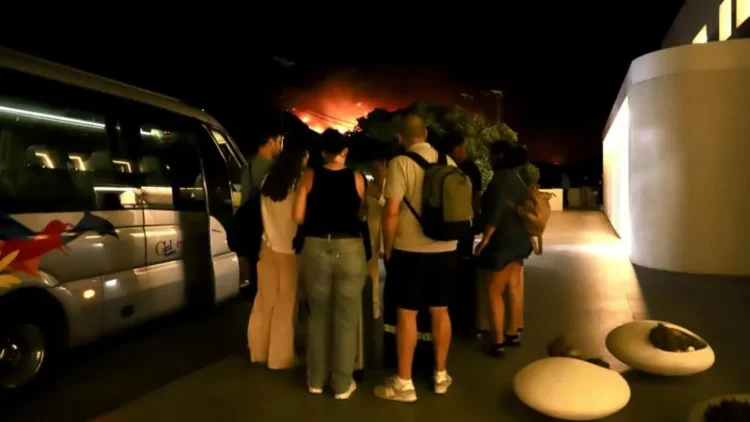 Mass Evacuating as Wildfires Burn on the Greek Island of Crete