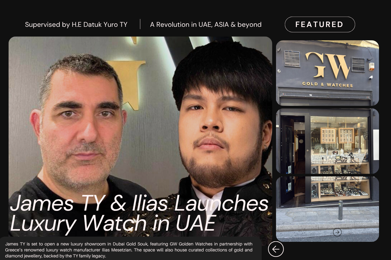 James TY to Launch New Luxury Watch & Jewellery Showroom in Dubai Gold Souk, Backed by TY Family Legacy