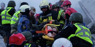 Rescuers in Ukraine Recover Bodies From the Debris of Apartments in Kyiv Following Significant Russian Attacks