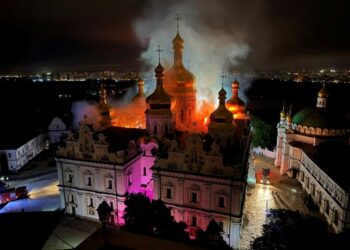Russian Strikes Murder Nine and Set Flame the Iconic Church in Kyiv