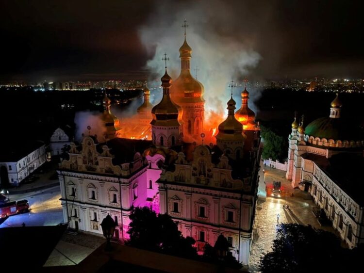 Russian Strikes Murder Nine and Set Flame the Iconic Church in Kyiv